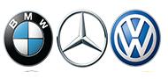 Logos des marques BMW, Mercedes, WV